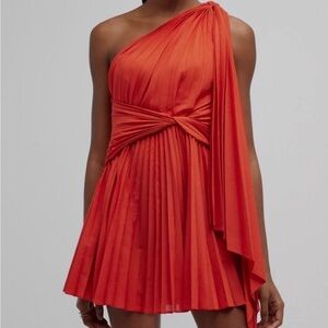 Acler Luton Pleated One Shoulder Mini Dress $370 Scarlet Women Size US 6 NWT